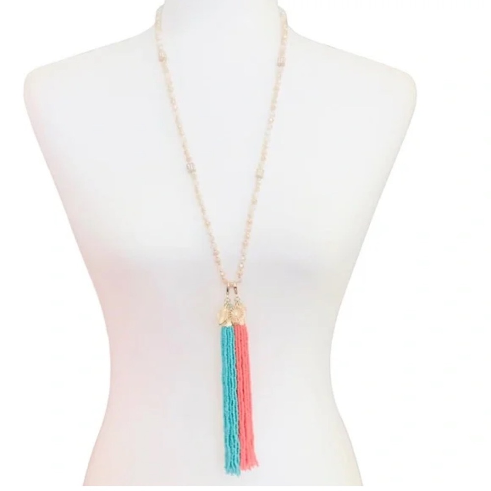 Premier Designs Gold Necklace with detachable Turquoise Tassel only